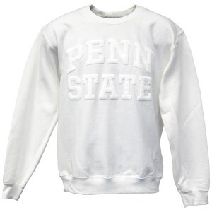 white crew neck sweatshirt with tonal puff ink Penn State